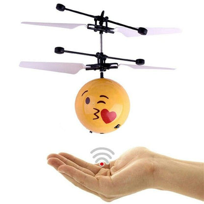 Flying Emoji Ball Helicopter Toy | Hand Sensor LED Hover Flying Ball for Kids