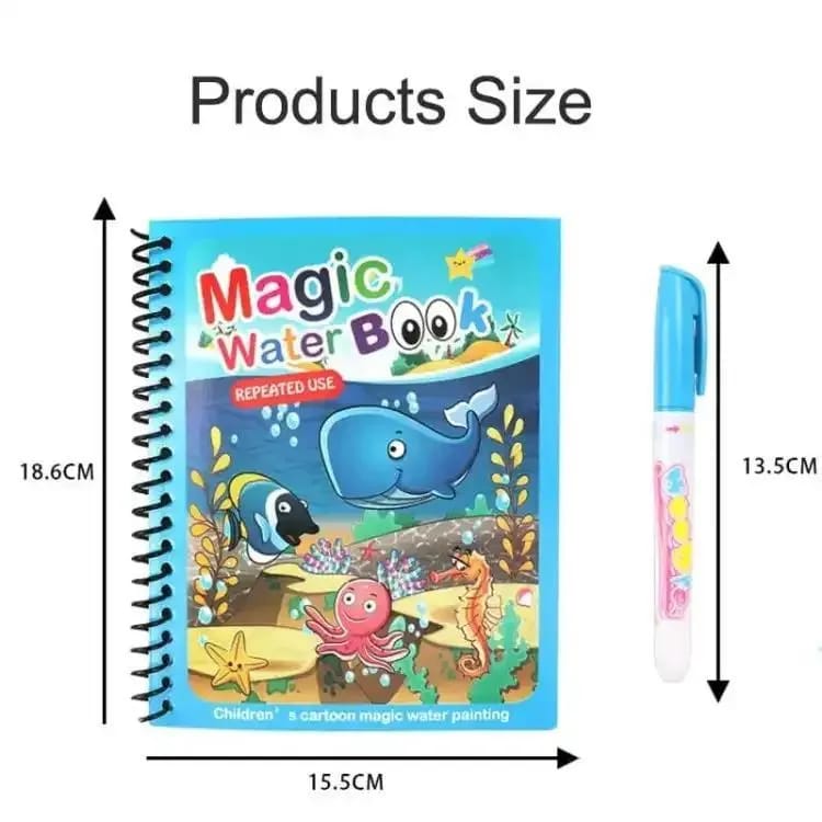 Magic Water Coloring Book for Kids | Reusable Educational Drawing Book with Water Pen