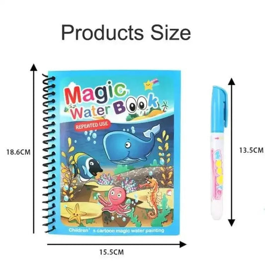 Magic Water Coloring Book for Kids | Reusable Educational Drawing Book with Water Pen