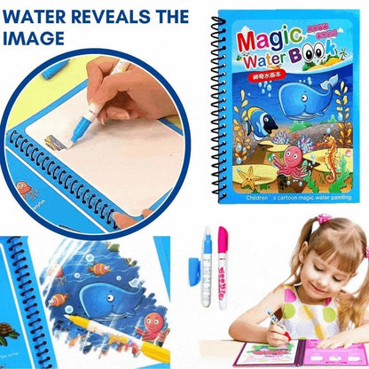 Magic Water Coloring Book for Kids | Reusable Educational Drawing Book with Water Pen